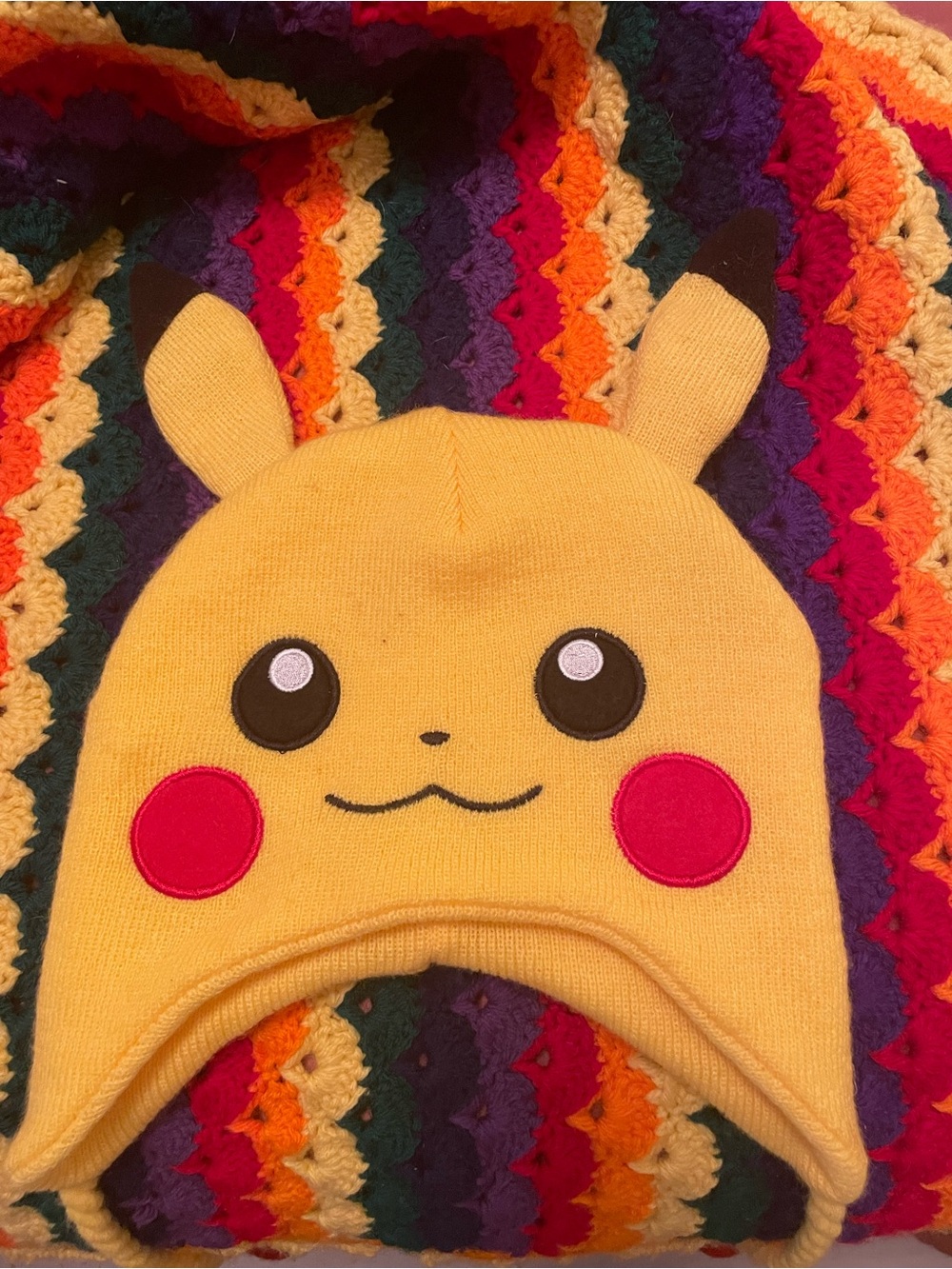 Pokémon Pikachu Yellow Knit Beanie Hat w/  Pompom One Size